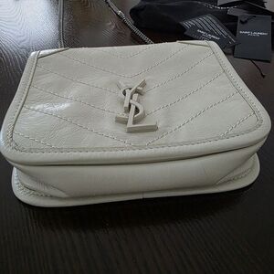 Saint Laurent Off White Quilted Leather Crossbody